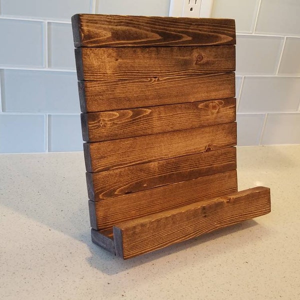 Rustic Wooden iPad Stand-Wooden iPad Stand-Tablet Holder-iPad Holder- Wood iPad Stand-Wooden Cookbook Stand-Desk Organizer