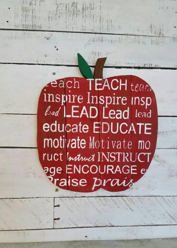 Wooden Apple Teacher Subway Art Sign - Teacher Appreciation Gift - Teacher Thank You Gift - Rustic Teacher Gift-Reclaimed Wooden Art