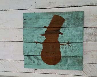 Winter Decor-Reclaimed Wooden Snowman-Wooden Snowman-Christmas Decor-Wall Decor-Christmas Sign-Winter Decorations-Holiday Decor