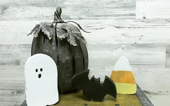 3 Reclaimed Wooden Halloween Set | Rustic Pallet Wood Ghosts Bat and Pumpkin | Rustic Halloween Decor | Fall Decor | Farmhouse Decor