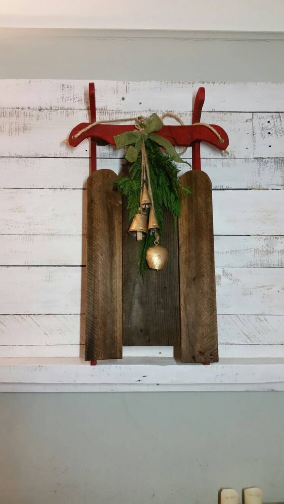 Rustic Wooden Sled Decorative Wood Sleigh Christmas Etsy
