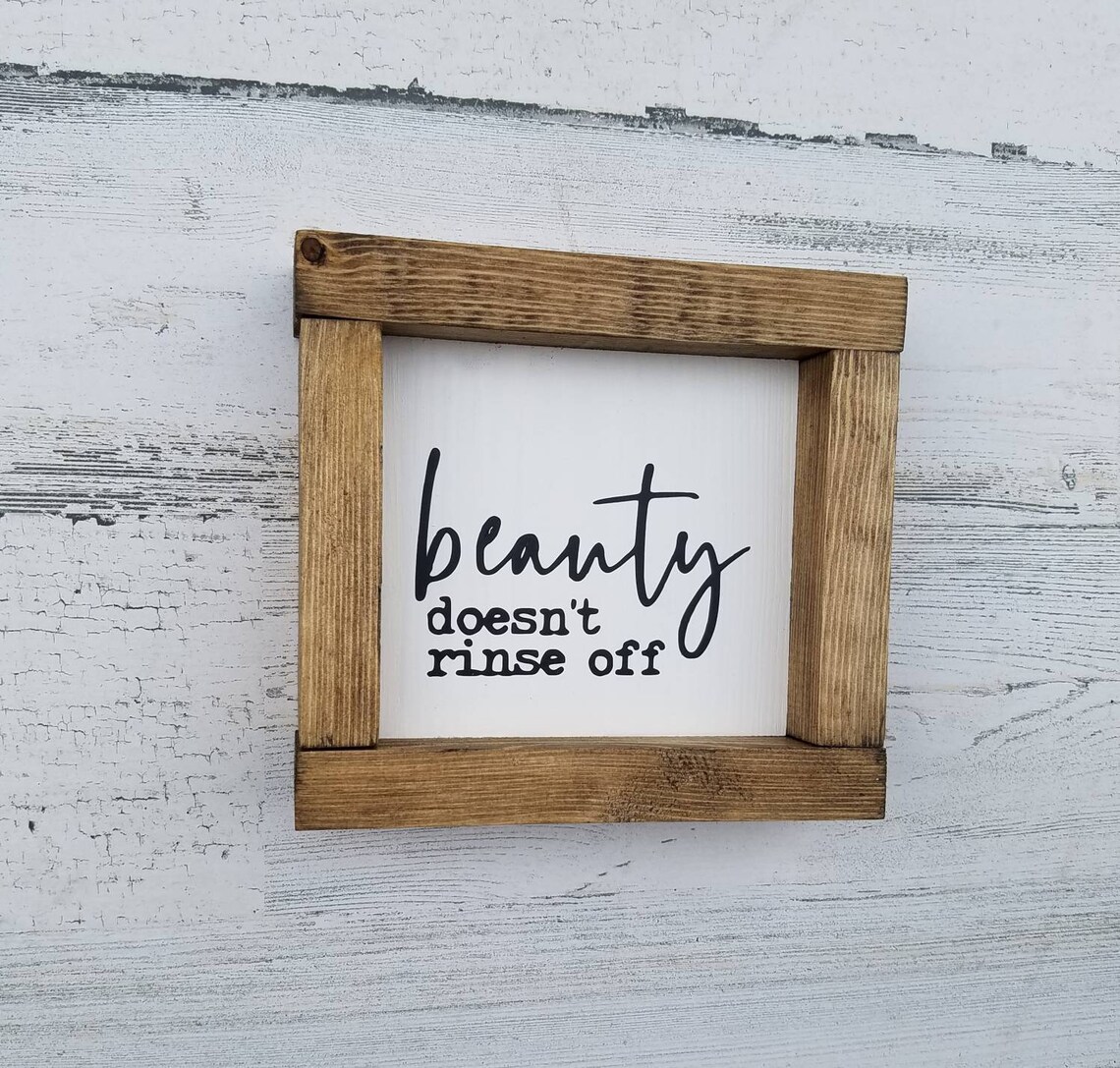 No Rinse Sign Beauty Doesn't Rinse off Sign | Bathroom Wall Decor | Farmhouse ...