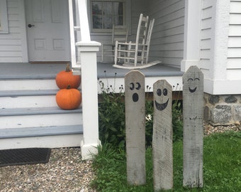 Halloween Ghosts | Wood ghost set | Rustic Ghosts | Halloween Decor | Outdoor Ghosts | Garden Ghosts | Lawn Decor |  Fence Panel Ghosts