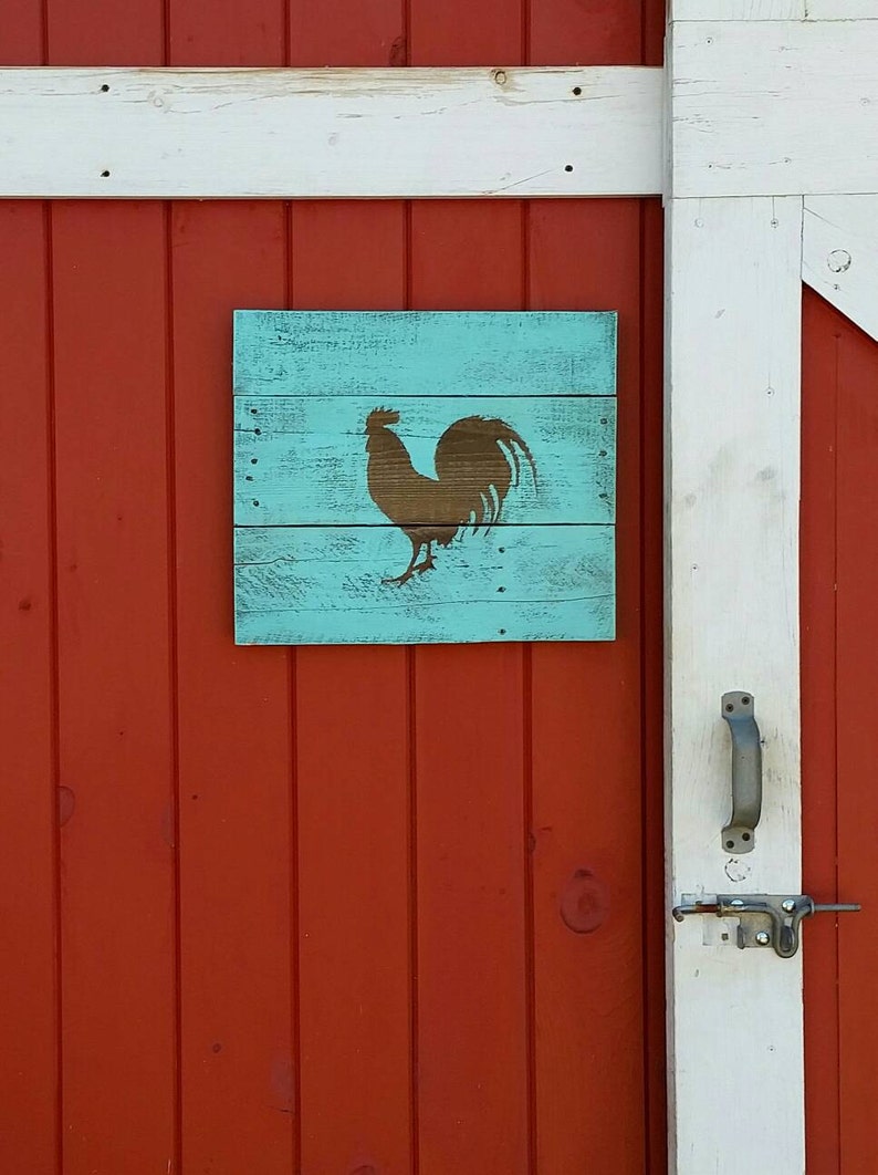 Wooden Rooster Sign Rustic Farmhouse 50