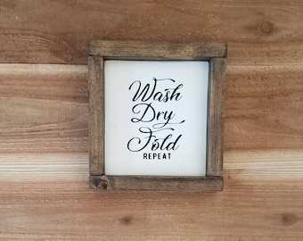 Waschen Trockene Falte wiederholen Holz Zeichen - Waschküche Zimmer Dekor - Bauernhaus Dekor - Waschraum Zeichen - Wäsche-Wand-Dekor - Holzschild - Home Decor