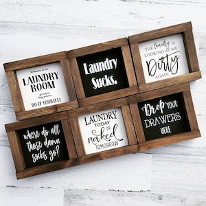New! Laundry Room Sign Collection - Funny Laundry Signs - Laundry Room Wall Decor - Laundry Shelf Decor - Gifts for Mom - Home Decor