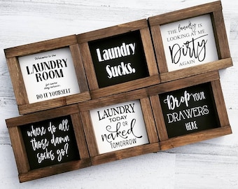 New! Laundry Room Sign Collection - Funny Laundry Signs - Laundry Room Wall Decor - Laundry Shelf Decor - Gifts for Mom - Home Decor