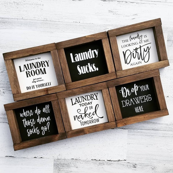 New! Laundry Room Sign Collection - Funny Laundry Signs - Laundry Room Wall Decor - Laundry Shelf Decor - Gifts for Mom - Home Decor