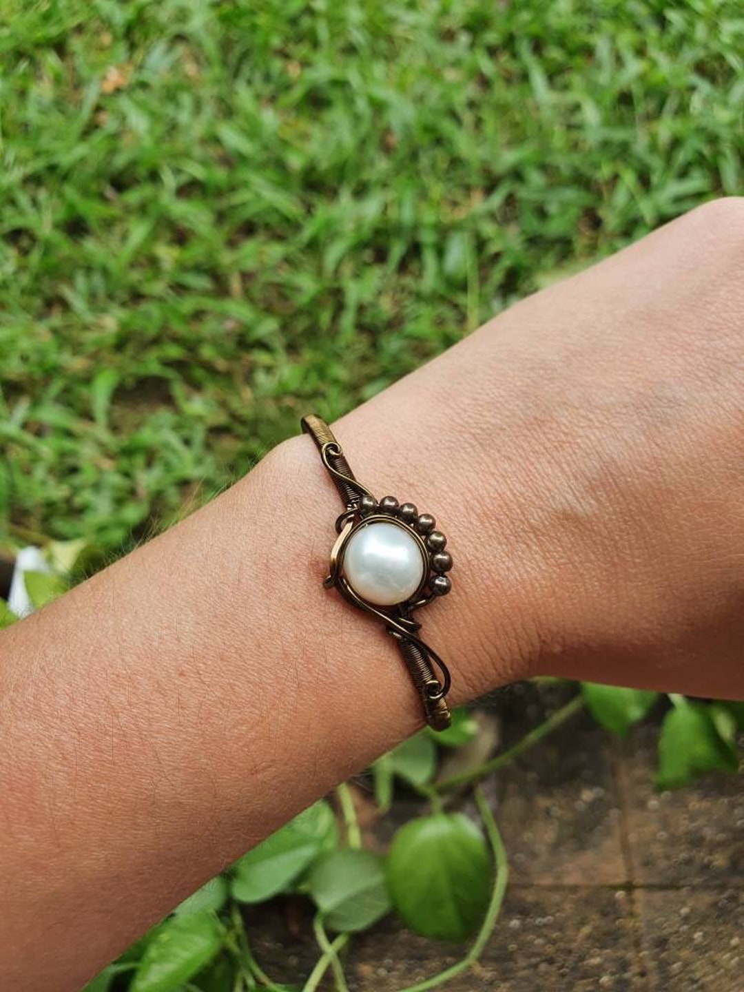 Simply Elegant Copper and Fresh Water White Pearl Arm Wrist Etsy New