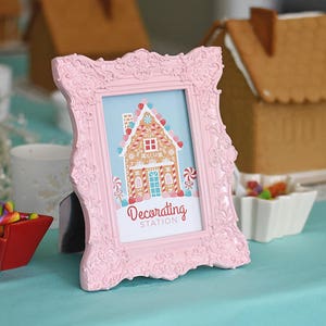 Gingerbread House Decorating Party Decorating Station 4x6 Instant Download Printable PDF Sign, Holiday Kids, Christmas, Winter, Candy, Sweet image 1