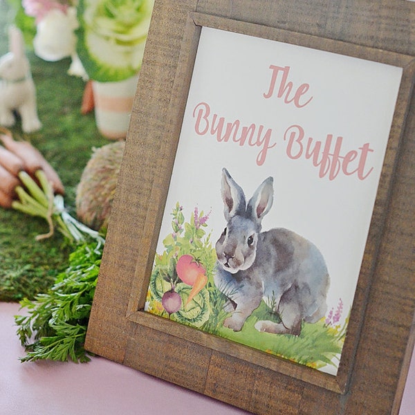 Bunny Party "Bunny Buffet" Watercolor Food Buffet 8" x 10" Sign - DIGITAL DOWNLOAD Printable, It's Some Bunny's Birthday PDF