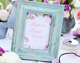 Tea Party Par-TEA Floral "Make a Floral Crown" 5x7 Instant Download PDF Printable Digital Sign Baby Shower, Bridal, Birthday, Flower Wreath