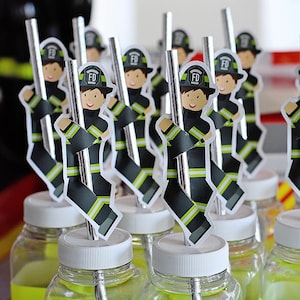 Fireman Straw Fire Poles Printable PDF Instant Download for straws, Fire Truck Party firefighter birthday fireman, Sound the Alarm You Print