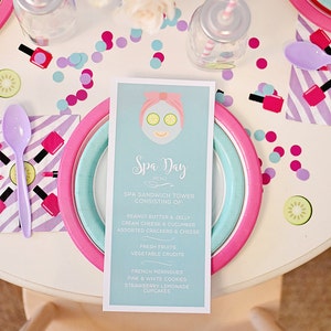 Spa Party Printable - Spa Food Menu, EDITIERBARE INSTANT DOWNLOAD Home Girls Spa Day, Mama/Tochter Spa Day, Pdf