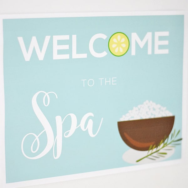 Spa Party Printable 'Welcome to the Spa' 8.5" x 11" sign, INSTANT DOWNLOAD Home Girls Spa Day, Mommy/Daughter Spa Day