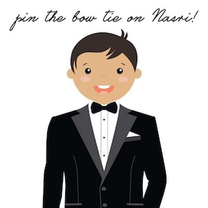 Printable Pin the Bow or Bow tie on your Child - Customized Party Game - Looks like Your Child! 36&quot; x 36&quot; PDF Download, Kid Birthday Party