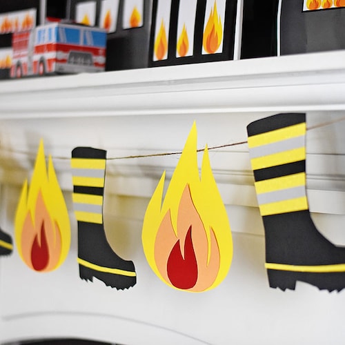Flame and Fireman Boot Banner Printable PDF Instant Download - Etsy