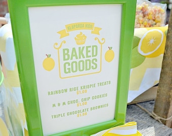 Printable Baked Goods Sign Lemonade Stand, 4"x6" Sign - DIGITAL DOWNLOAD, Cookies, Bake Sale PDF, Fresh Squeezed Bake Sale, Ice Cold, Sweets