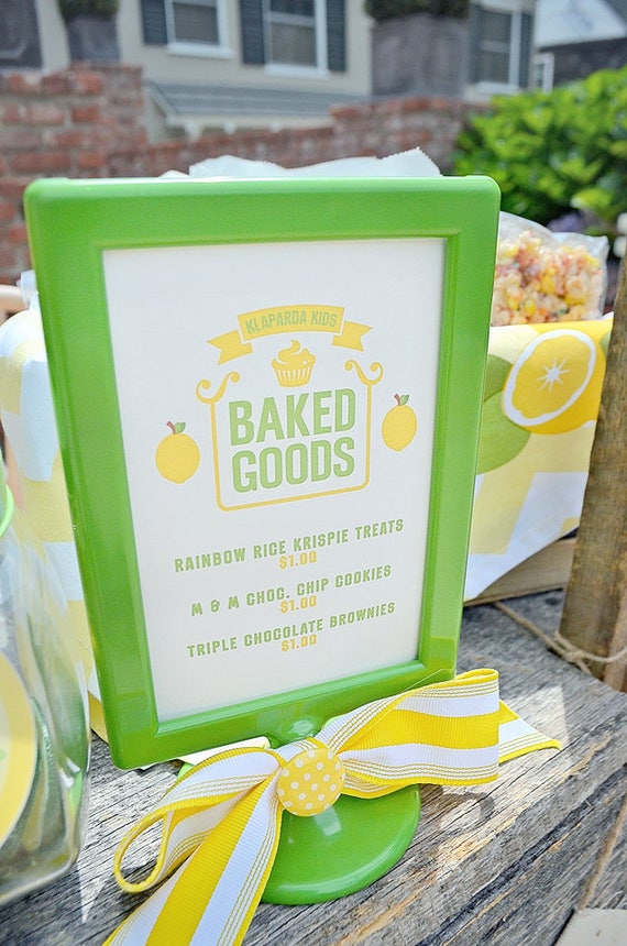 Printable Baked Goods Sign Lemonade Stand, 4"x6" Sign - DIGITAL DOWNLOAD, Cookies, Bake Sale PDF, Fresh Squeezed Bake Sale, Ice Cold, Sweets Il_570xn