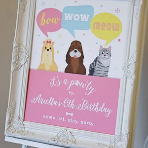 Puppy Kitten Birthday Party 8x10 INSTANT DOWNLOAD Printable Digital File Adopt a Pet, Party Favor Sign Goody Bag Cat, Dog, Bow Wow Meow image 6