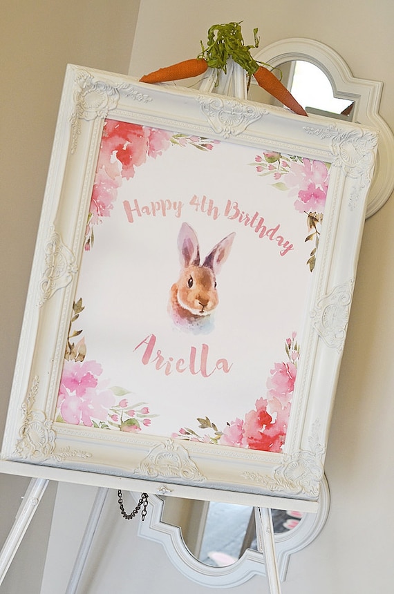 bunny party custom happy birthday sign printable pdf file etsy