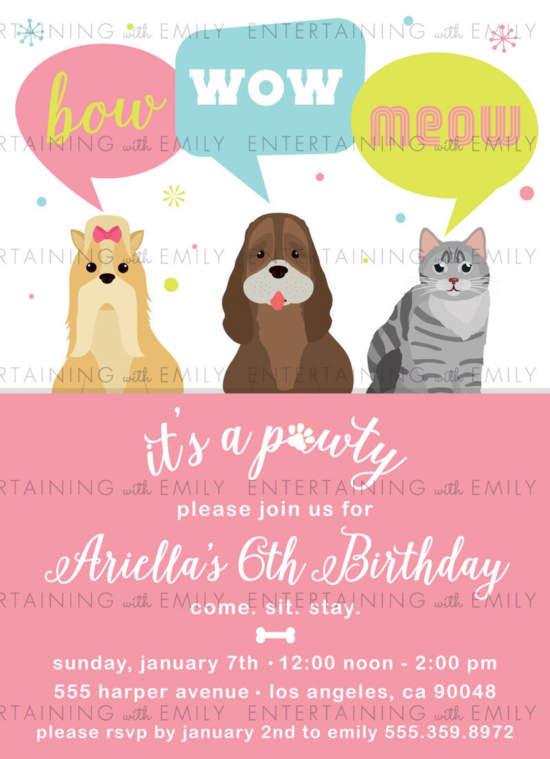 Puppy Kitten Birthday Party Invitation CUSTOM PDF Printable image 10