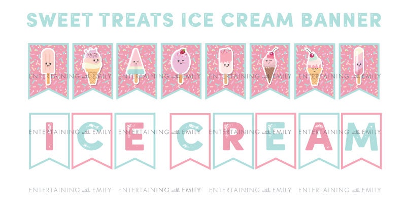 Eiscreme-Banner Girlande 2,8 M – Papier-Deko Für Sommerparty, Geburtstag, Bunte Waben-Eis-Motive