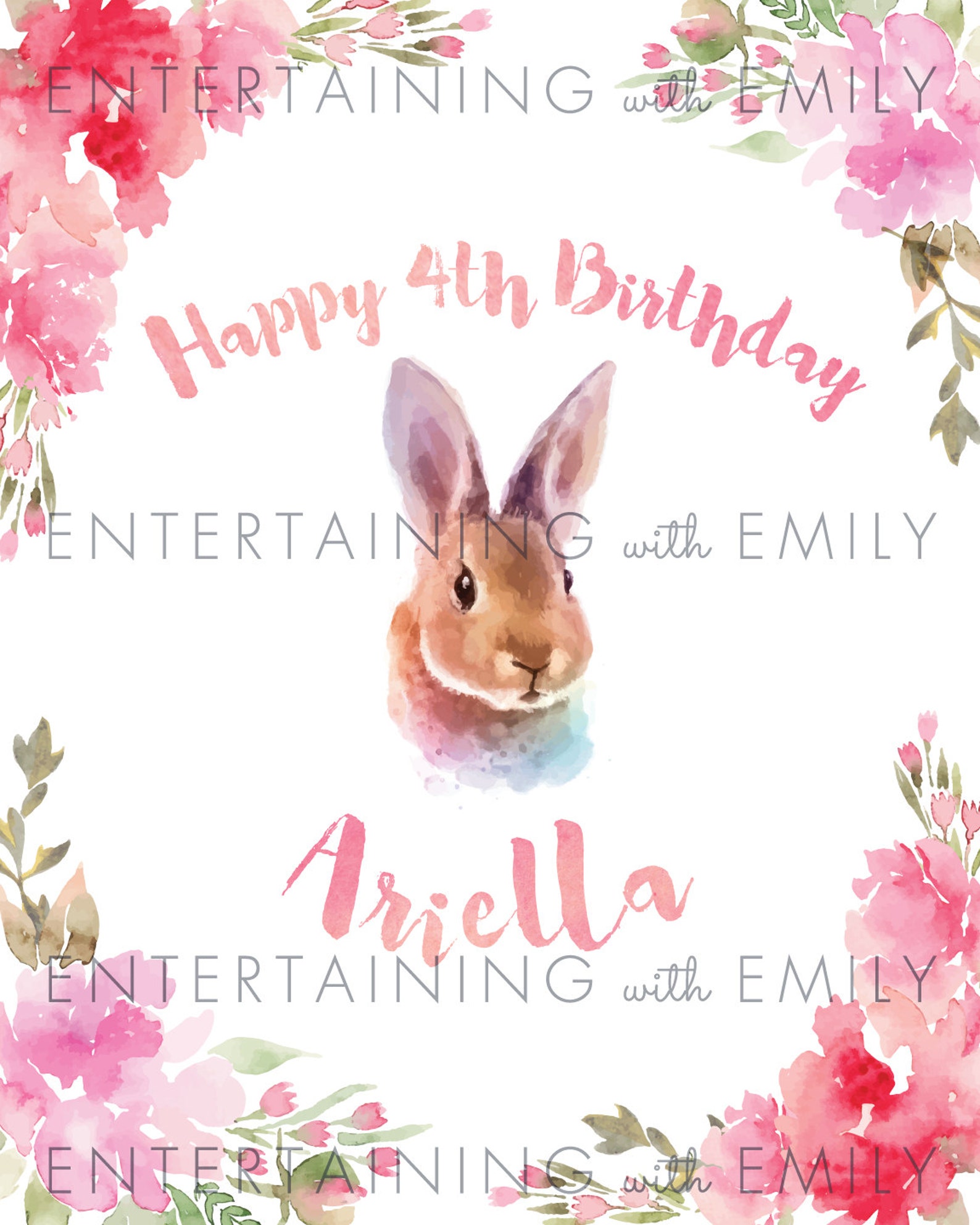 Bunny party custom happy birthday sign printable pdf file etsy
