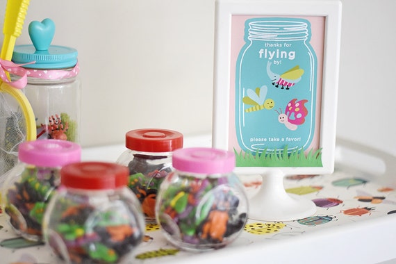 Love Bug Party Please Take A Favor, Printable PDF 4" x 6" Valentine's Day Birthday Gender Neutral, Insects, Butterflies, Lady Bug, Goody Bag Il_570xn