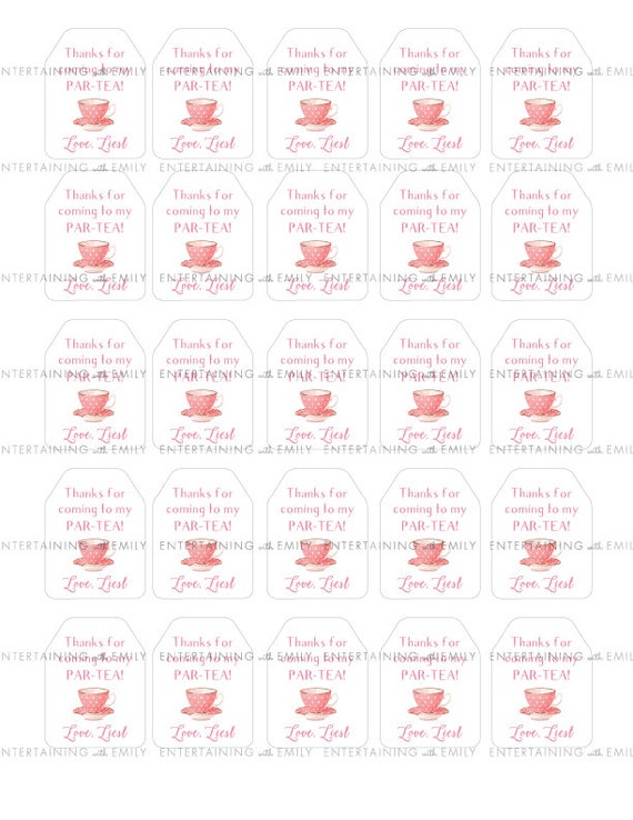 Tea Party Par-tea Realistic Tea Bag Thank You Tags Customized PDF Printable  Digital Sign Baby Shower, Bridal, Birthday, Favor, Goody Bag Tag - Etsy