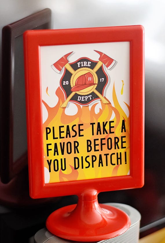 Please Take a Favor Before You Dispatch 4"x6" Printable PDF Instant Download for goody bags/favors Fire Truck Party firefighter birthday Il_570xn