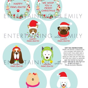 Dog Holiday Gift Tags INSTANT DOWNLOAD PDF, Dog Tags Printable, Puppy Christmas Gift Giving, Holidays, Happy Pawlidays, Woof, Dog Treats image 5