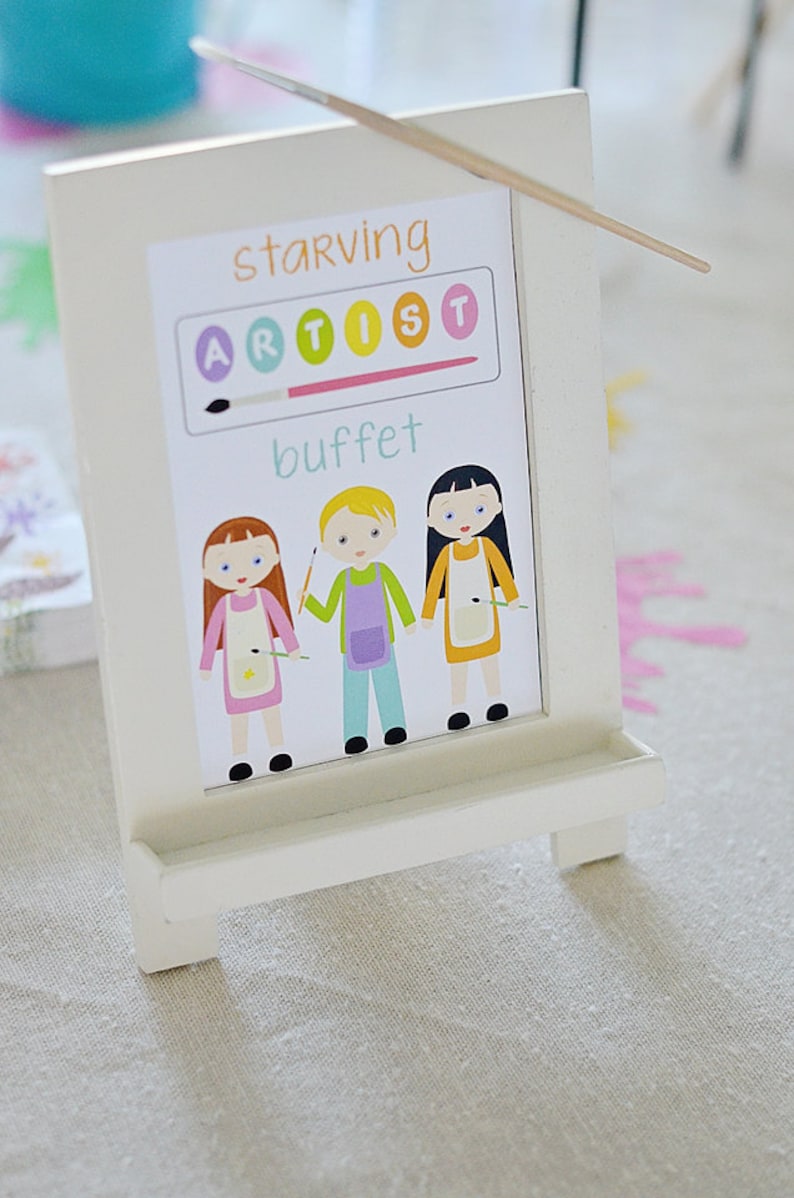 Art Party Starving Artist Buffet Sign PRINTABLE PDF Sign 5 x 7 Instant Download Palette Paintbrush Canvas Paint Party Painters