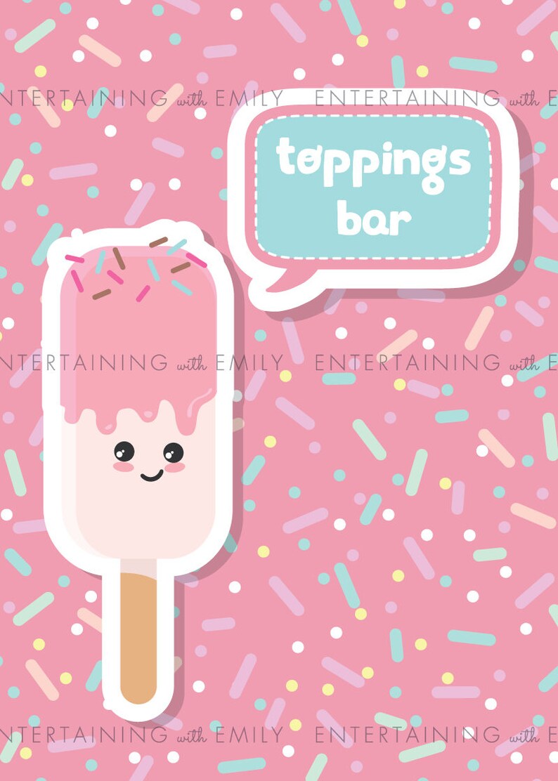 Ice Cream Sprinkle Party Toppings Bar Printable PDF Sign 5x7 Etsy