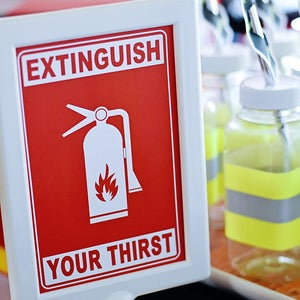 Extinguish Your Thirst, 4x6 Printable PDF Instant Download Sign for drink station, Fire Truck Party, fireman, firefighter birthday, engine image 3