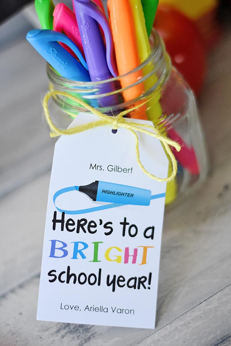 Teacher Highlighter Bright Editable PDF Gift Tag, Instant Download 4 Designs, Back to School, Thank You, A Bight Year, Highlight of my Year image 6