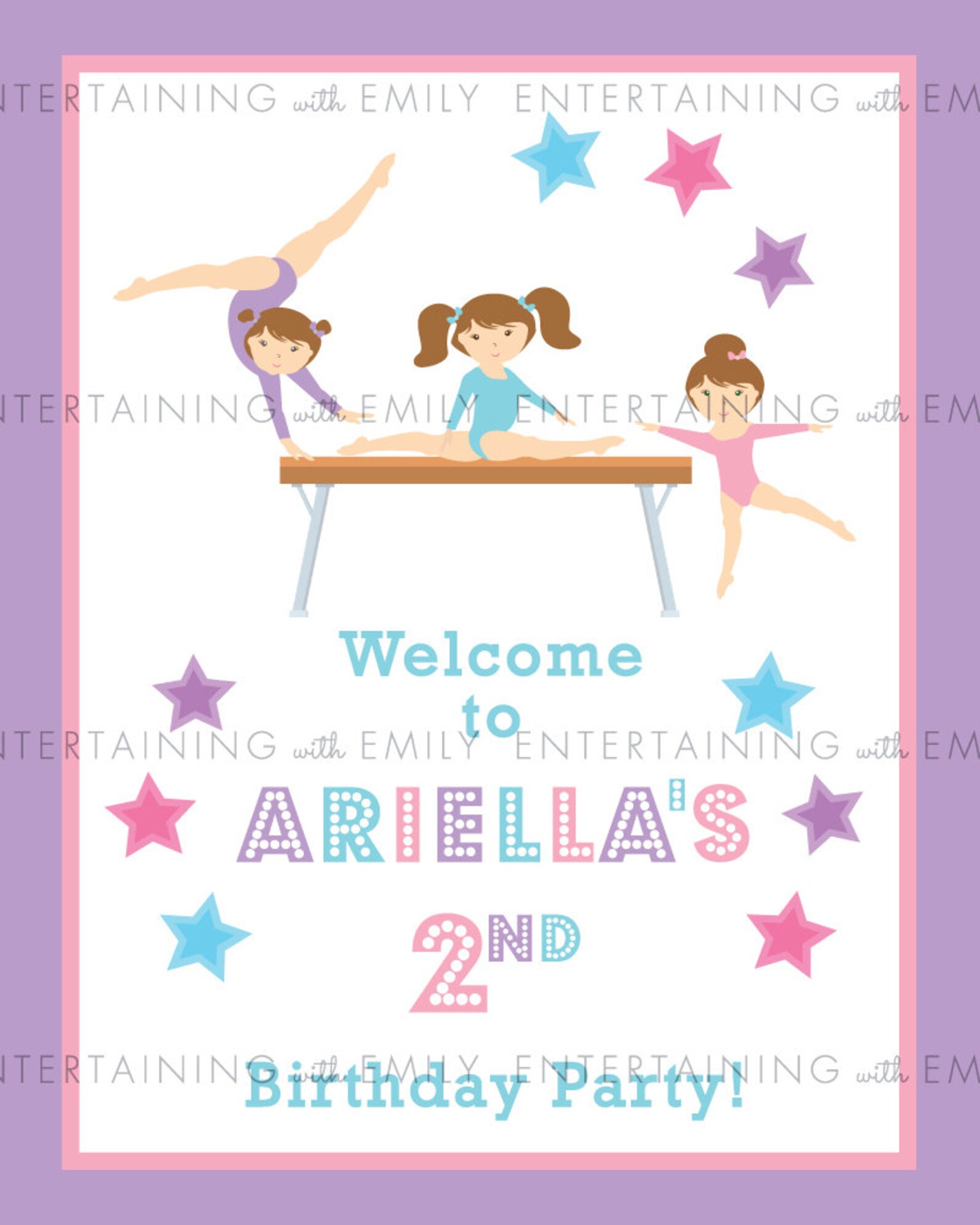 Girl Gymnastics Party CUSTOM Welcome Sign 16 X 20 - Etsy