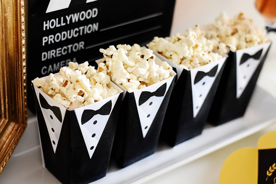 Tuxedo Popcorn Treat Box Instant Download Foldable Printable Etsy