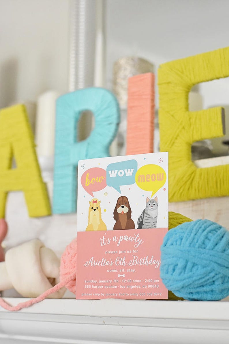 Puppy Kitten Birthday Party Invitation CUSTOM PDF Printable image 3