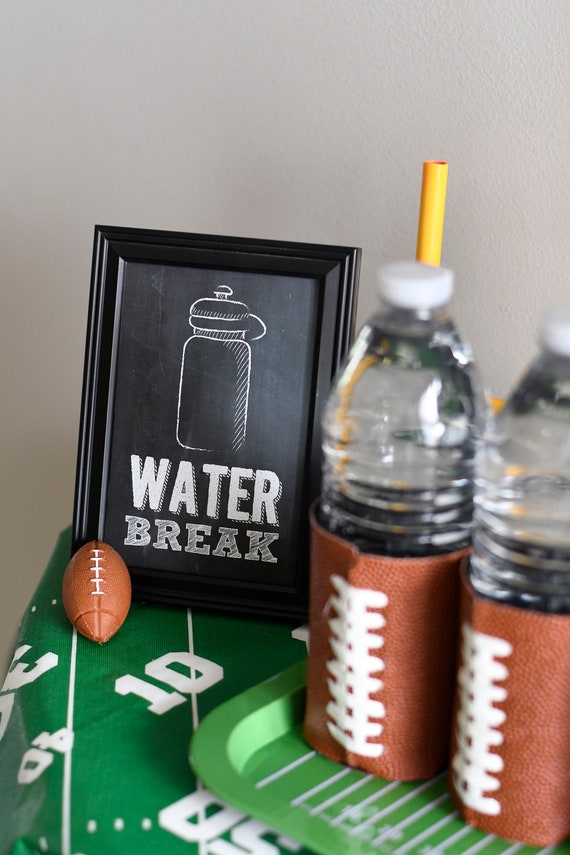 Football Birthday Party Water Break 4"x6" Instant Download Digital Printable PDF file, Game Time, You Print, Gridiron, chalkboard, Time Out Il_570xn