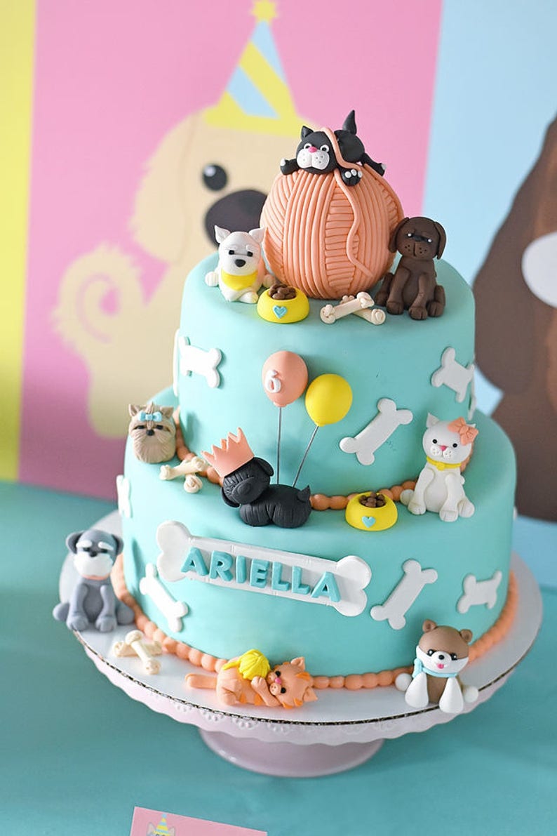 Puppy Kitten Birthday Party 36 x 48 Cake Table image 2