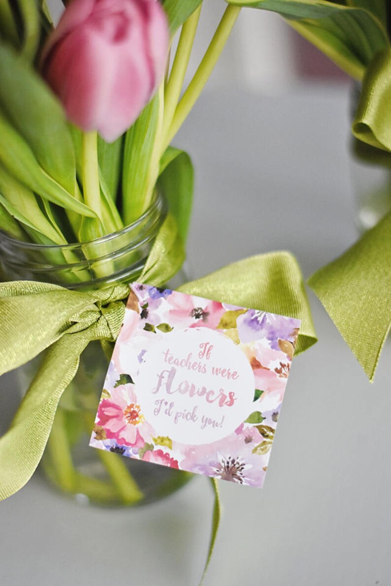 teacher thank you tags flowers teacher appreciation day etsy