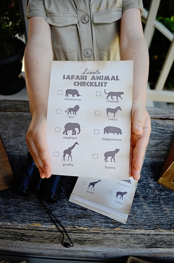 Modern Safari Party - Animal Safari Checklist - 5"x7" INSTANT DOWNLOAD PDF Printable, Safari Expedition, Scavenger Hunt, Il_570xn