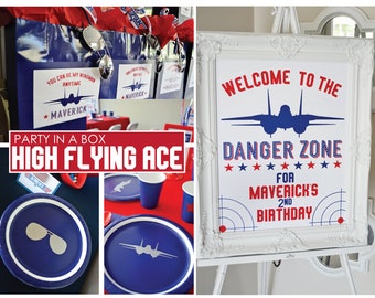 High Flying Ace Maverick "Printable Party in a Box",  Fighter Pilot, PDF Download, Jet, Aviator, Danger Zone, Airplane Birthday, Flying