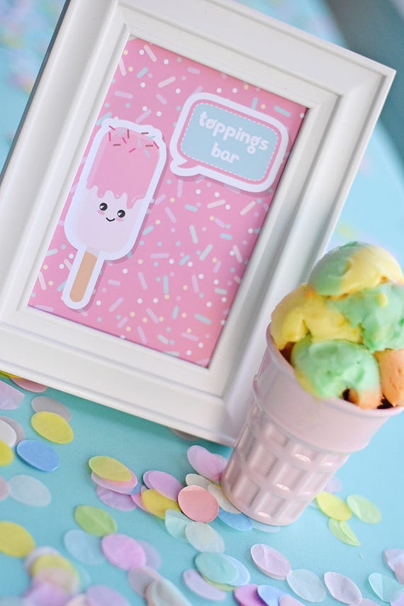 Ice Cream Sprinkle Party Toppings Bar Printable Pdf Sign 5x7 Etsy