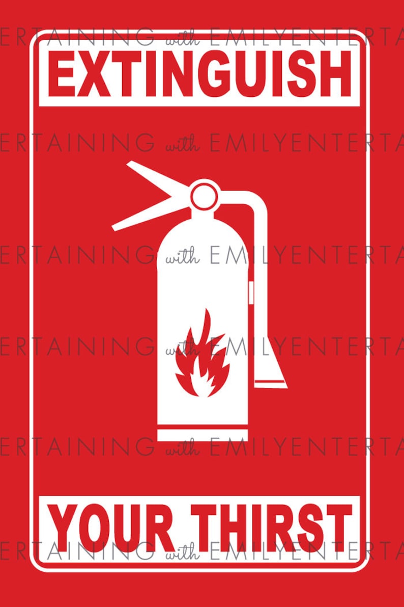 Extinguish Your Thirst, 4x6 Printable PDF Instant Download Sign for drink station, Fire Truck Party, fireman, firefighter birthday, engine image 10