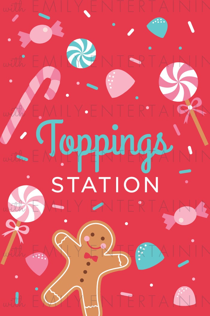 Gingerbread House Decorating Party Toppings Station 4x6 Etsy