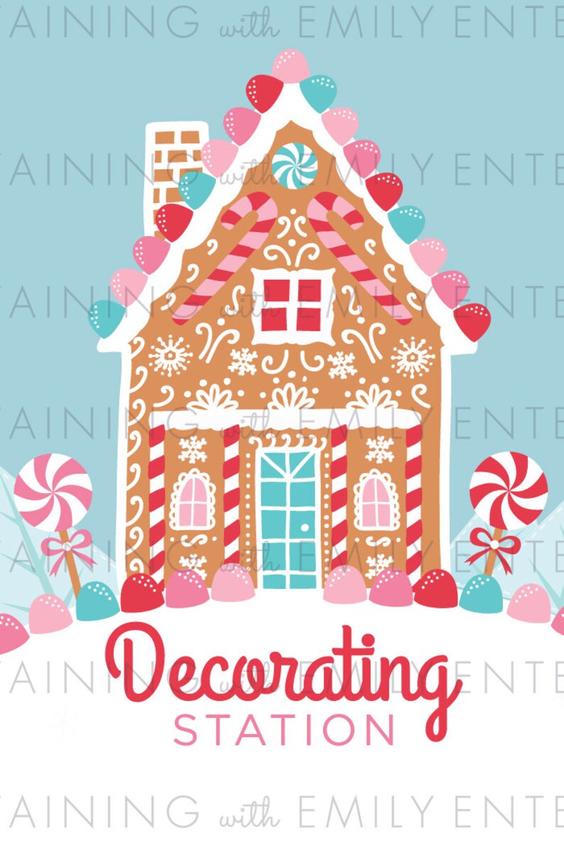 Gingerbread House Decorating Party Decorating Station 4x6 Instant Download Printable PDF Sign, Holiday Kids, Christmas, Winter, Candy, Sweet image 10