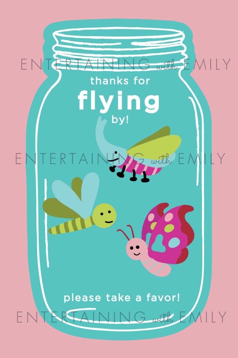 Love Bug Party Please Take A Favor, Printable PDF 4 x 6 Valentine's Day Birthday Gender Neutral, Insects, Butterflies, Lady Bug, Goody Bag image 5