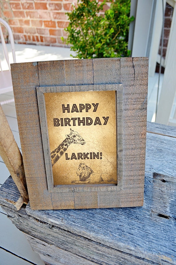 Modern Safari Party - Custom Happy Birthday Sign - 8"x10" DIGITAL DOWNLOAD PDF Printable, Safari Expedition, Buffet Table Sign Il_570xn